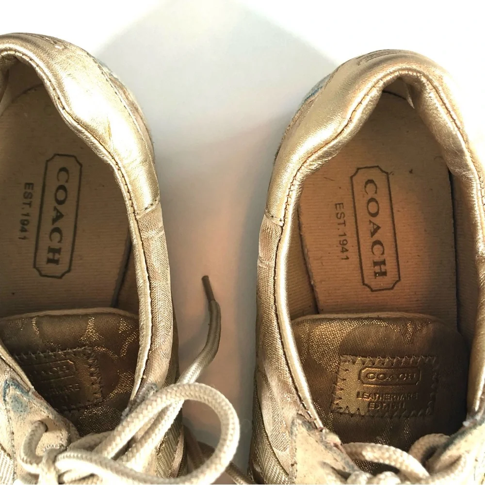 Coach Katelyn Gold, Y2K Vintage, Printed Logo Low Top Sneakers, Women’s 7, 2000s